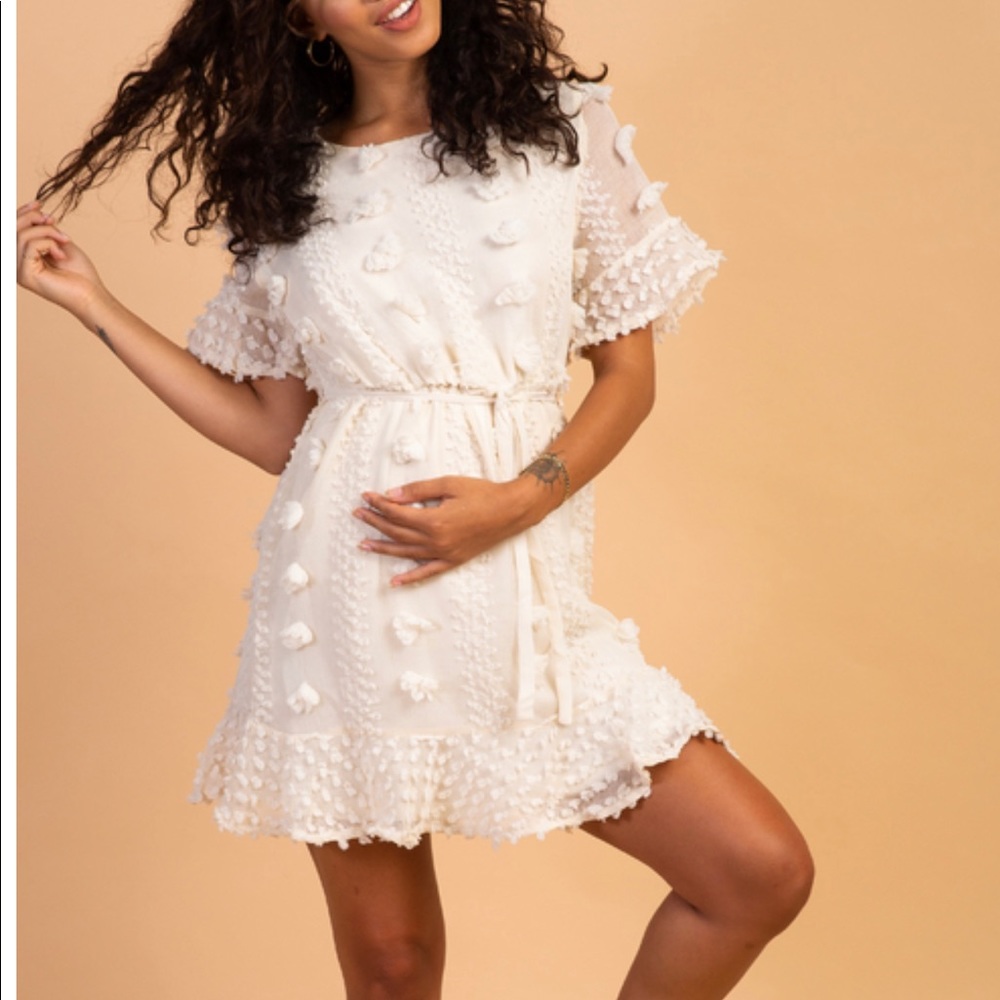 Cute beige maternity dress